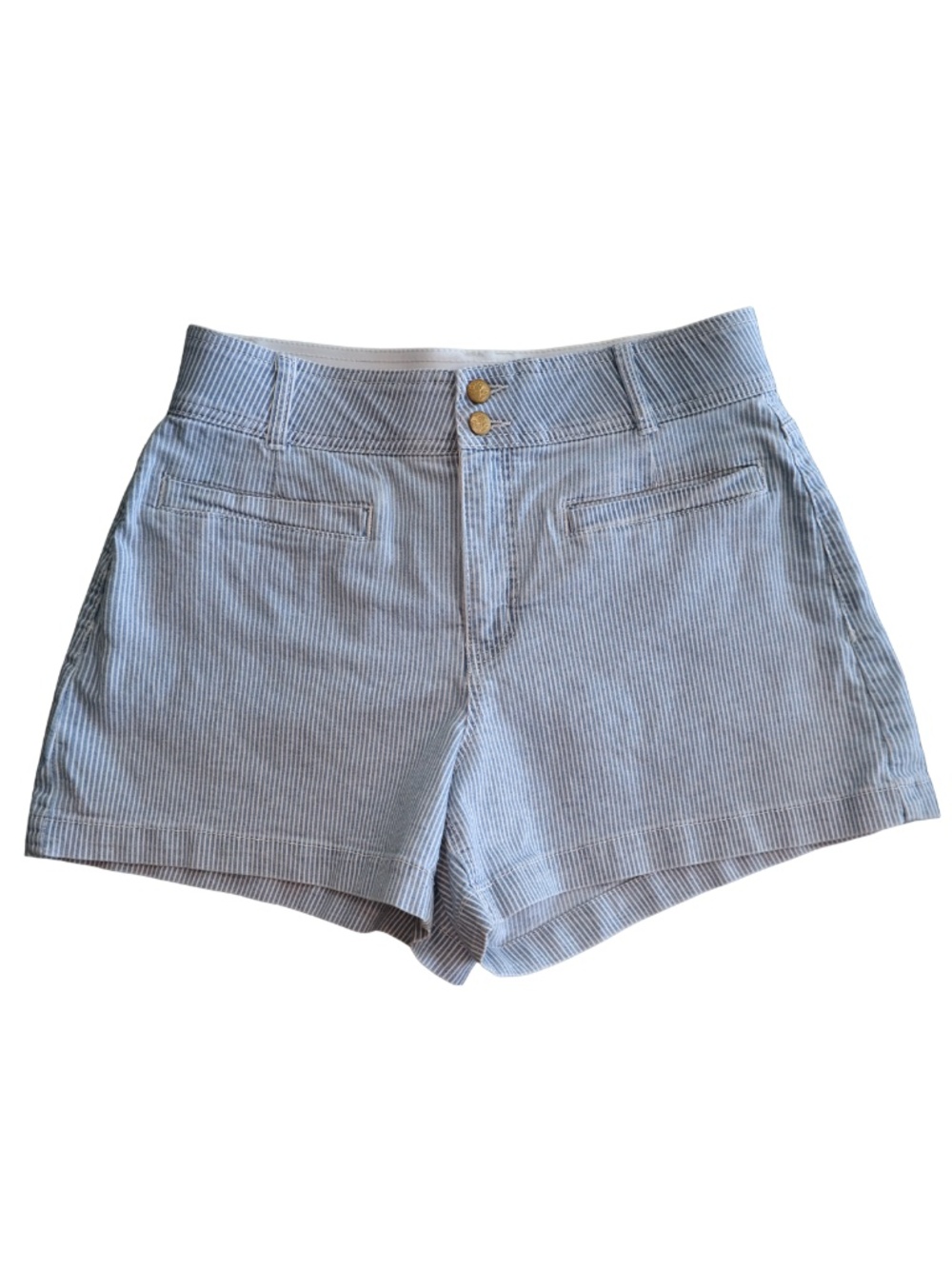 Draper James Shorts Womens 10 Blue White Pinstripe High Rise Preppy 4"